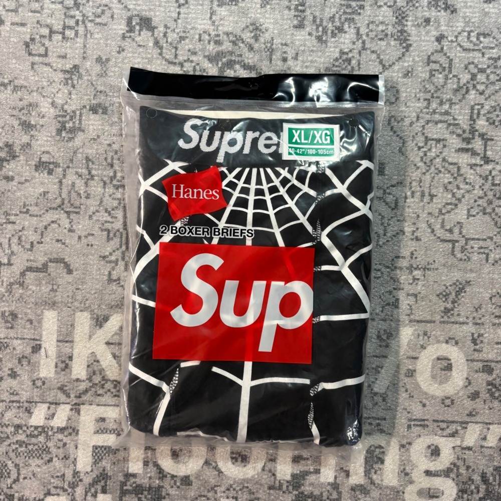 Supreme Hanes Spider-Man Boxer Briefs 2-Pack Black Web Marvel XL SS26A66